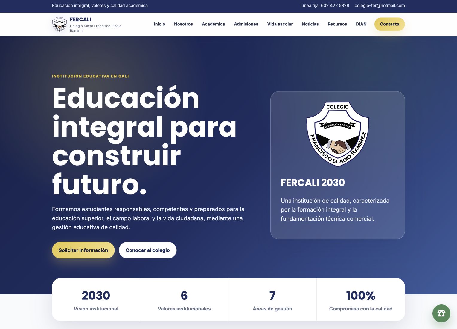 Página principal del Colegio Francisco Eladio Ramírez